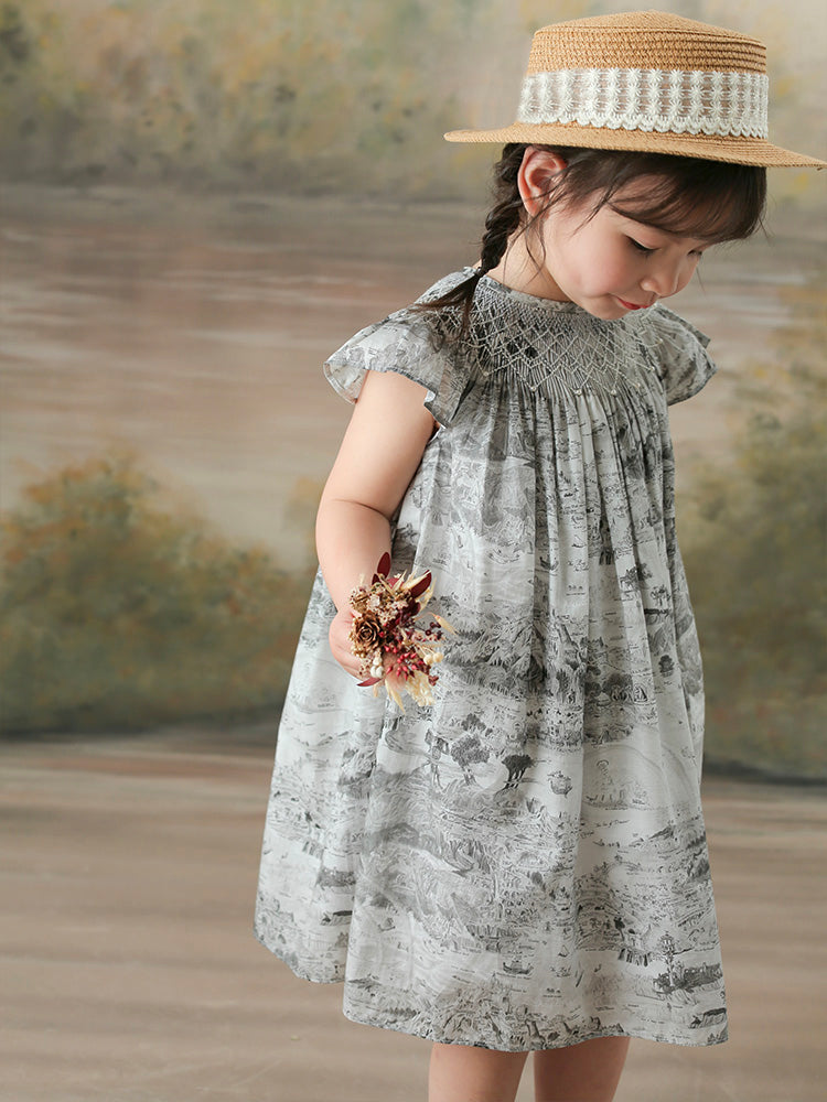 black&white smocking dress