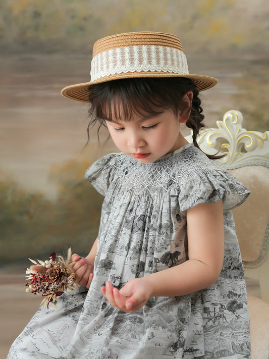 black&white smocking dress