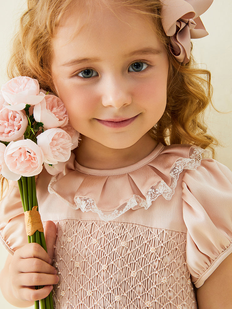 ruffle collar dogwood pink dress