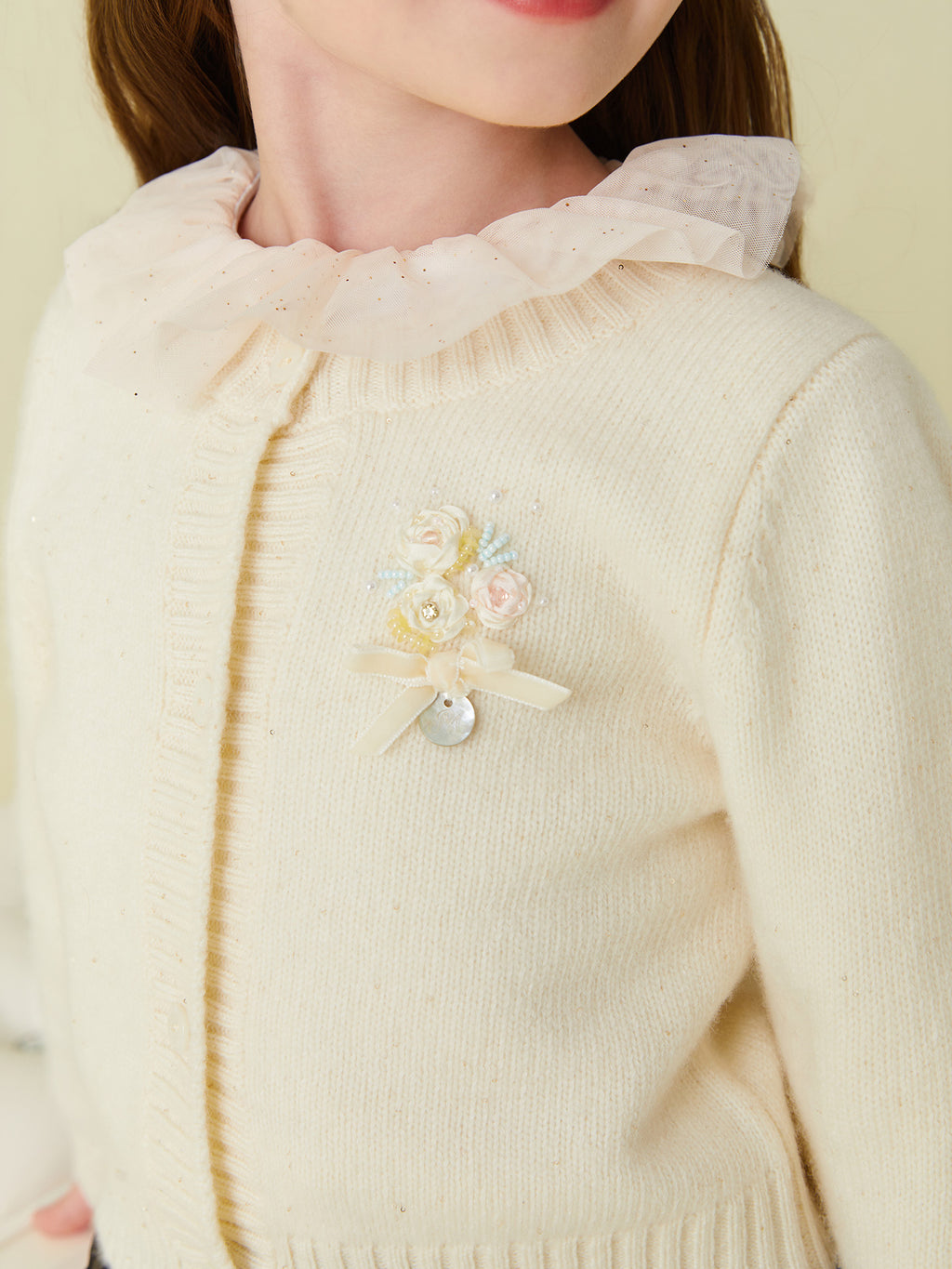 香槟色花朵开衫