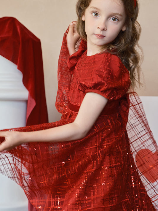 red sequined dress