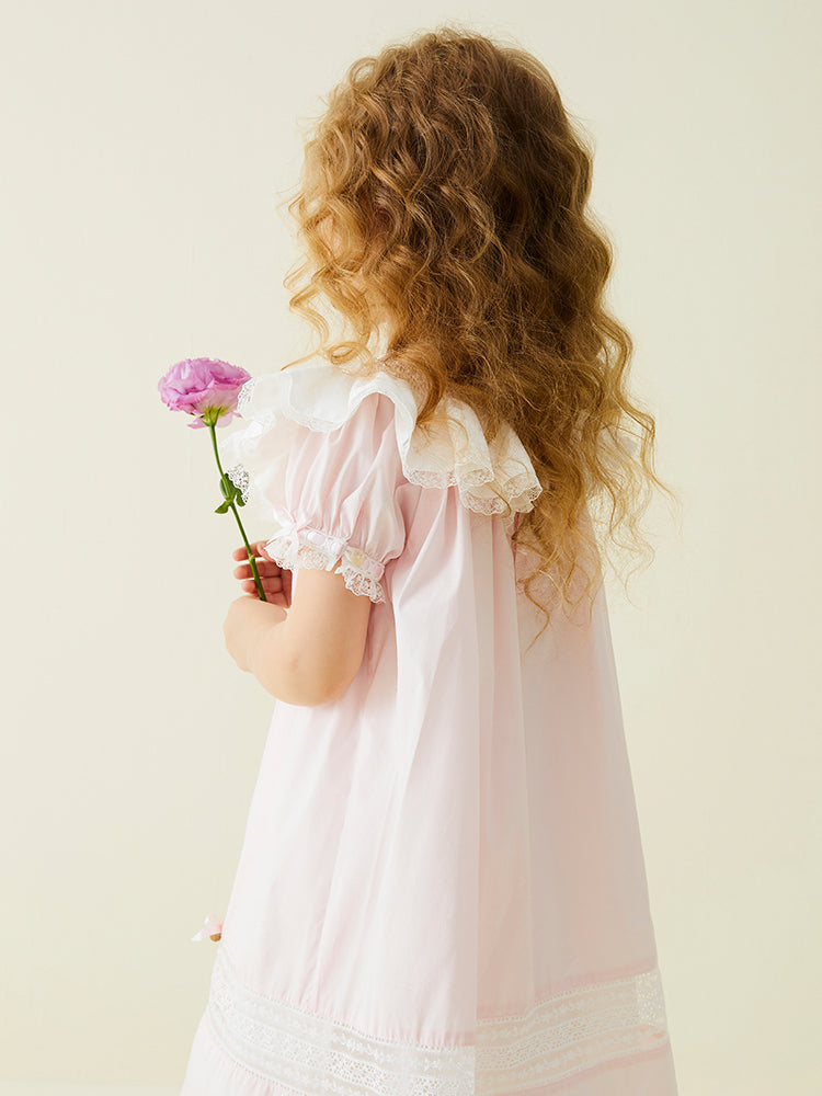 pink bishop-collar dress