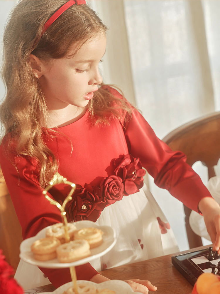 ‘red&white roses’ dress