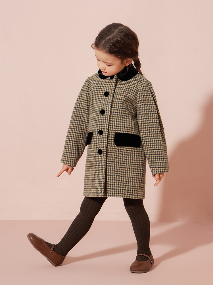 Plaid Wool Long Coat