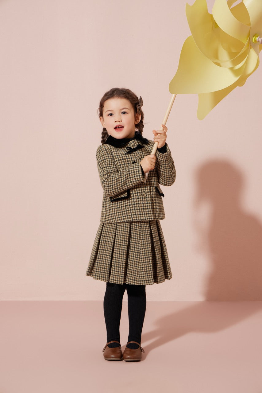 Plaid Wool Pleated Skirt
