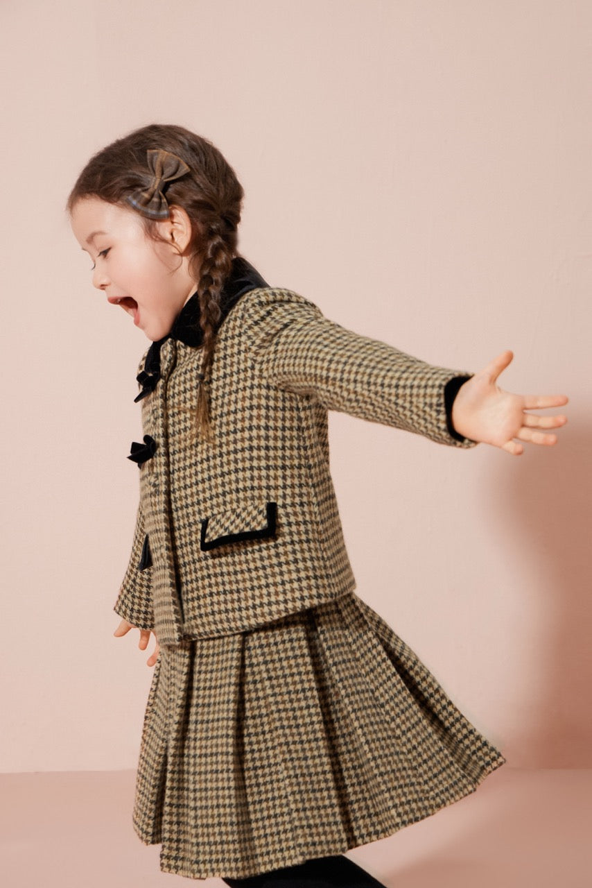 Plaid Wool Pleated Skirt