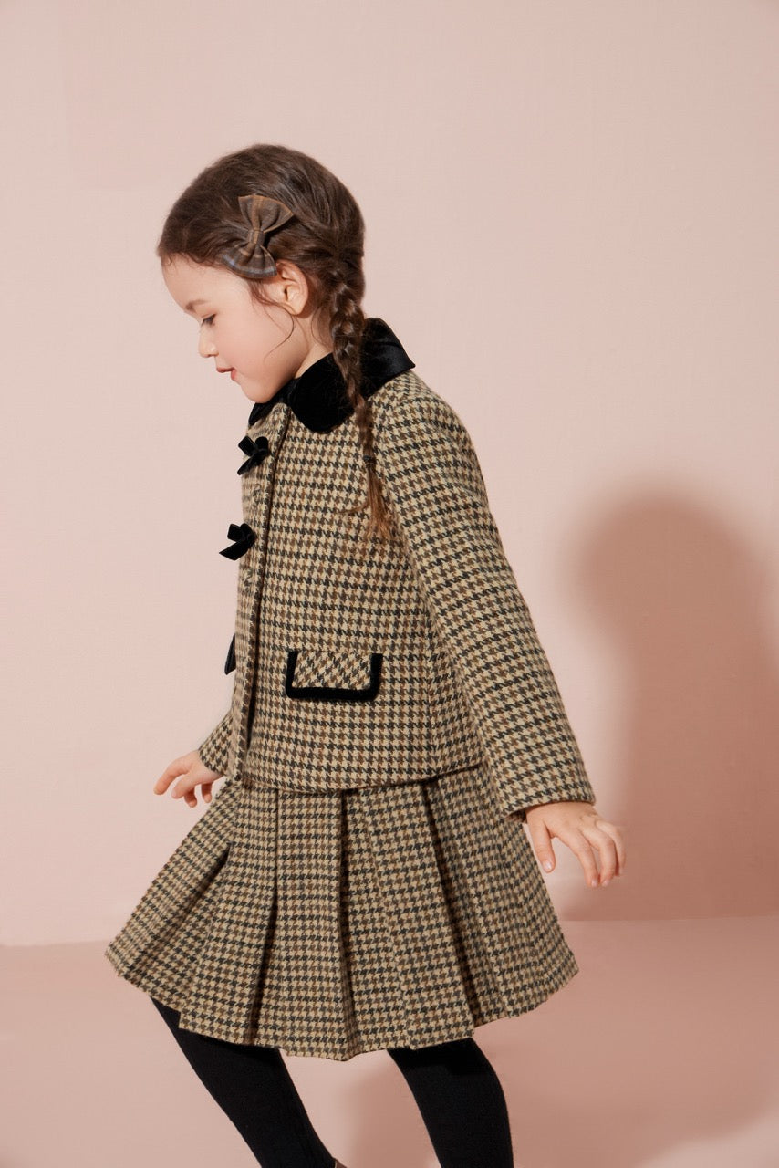 Plaid Wool Pleated Skirt