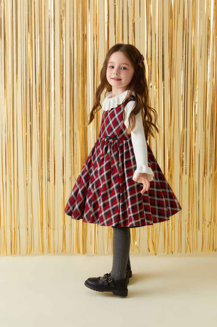 Red Checkered Vest Dress