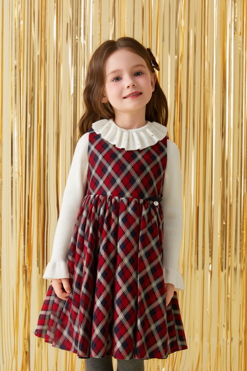 Red Checkered Vest Dress