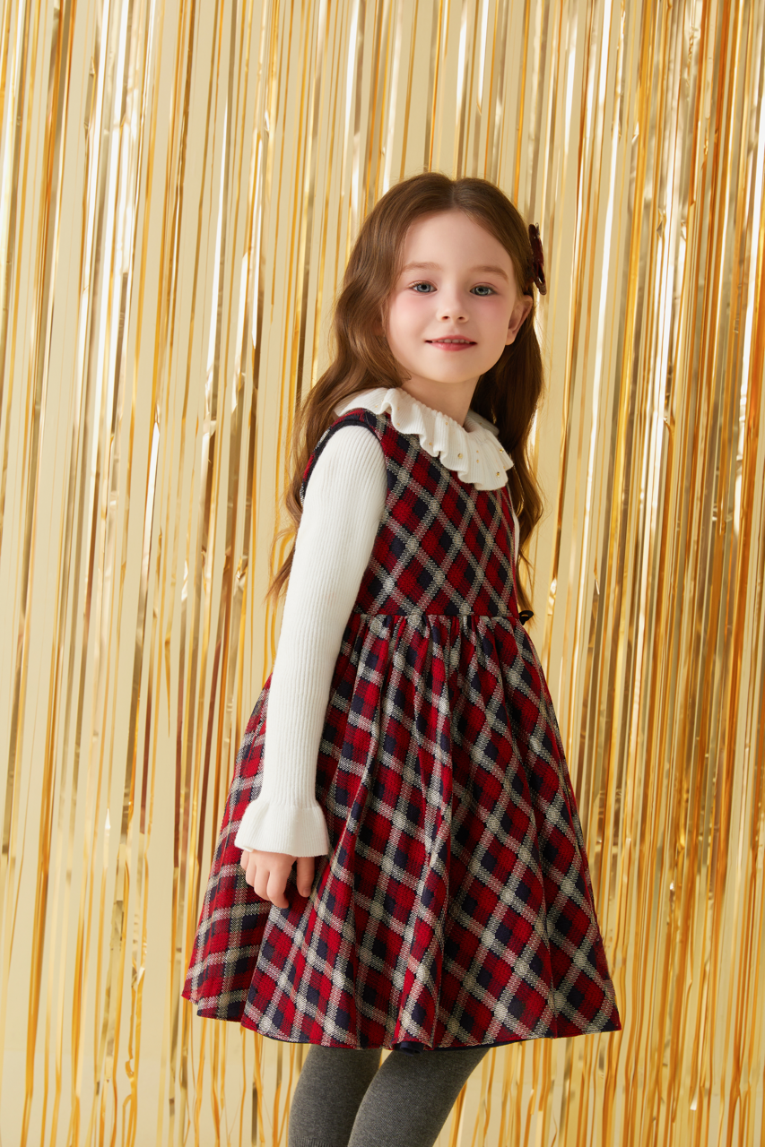 Red Checkered Vest Dress