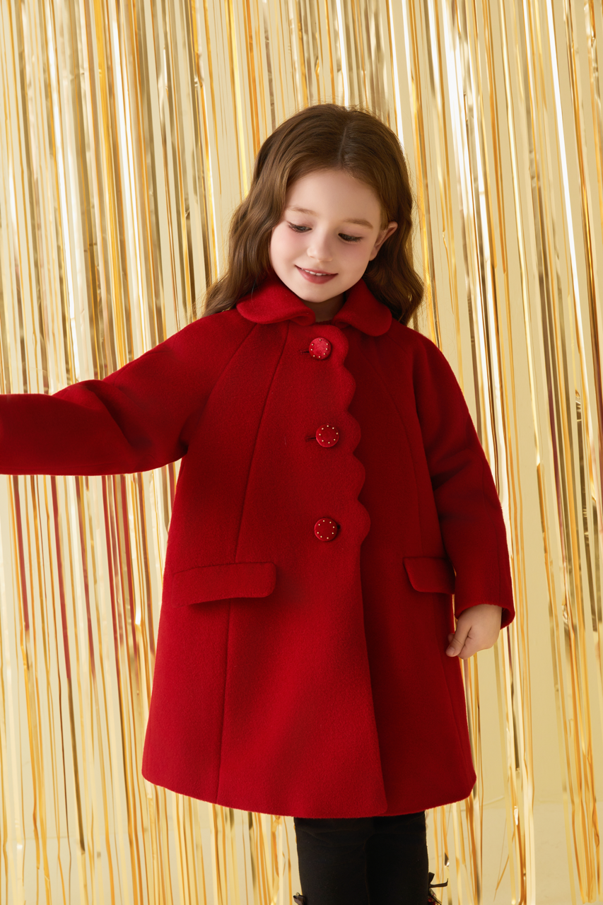 Red Lace Woolen Overcoat