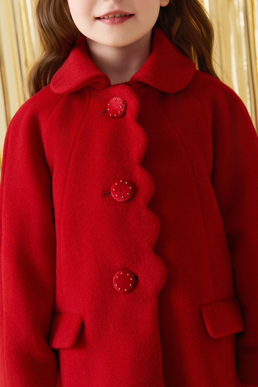 Red Lace Woolen Overcoat