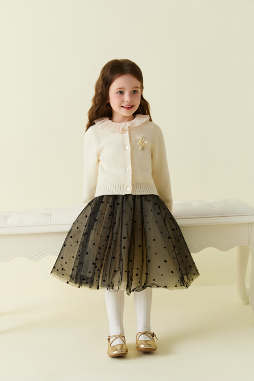 Champagne Color Flower Cardigan