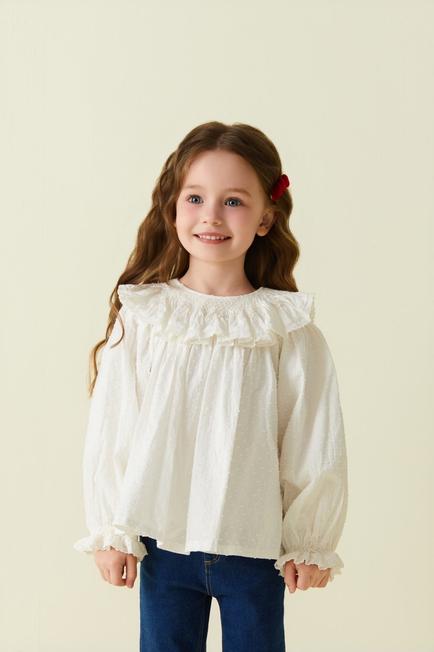 Hand-Smocked Jacquard Blouse