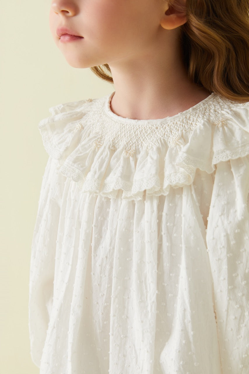 Hand-Smocked Jacquard Blouse