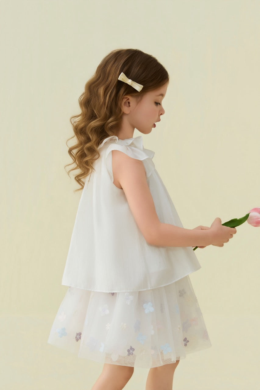 White Flower Embellished Skirt