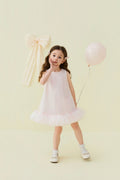 Blush Pink Bow Tulle Pinafore Dress