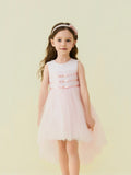 Pink Beaded Bow Tulle Dress