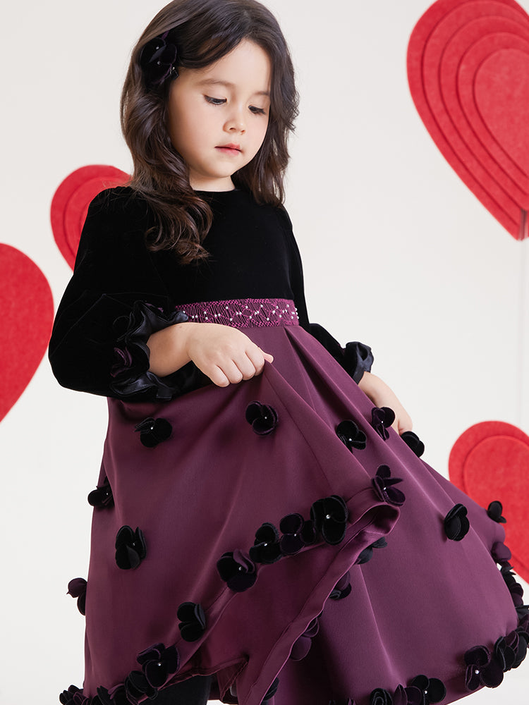"Midnight Rose" Hand-Smocked Embroidered Dress