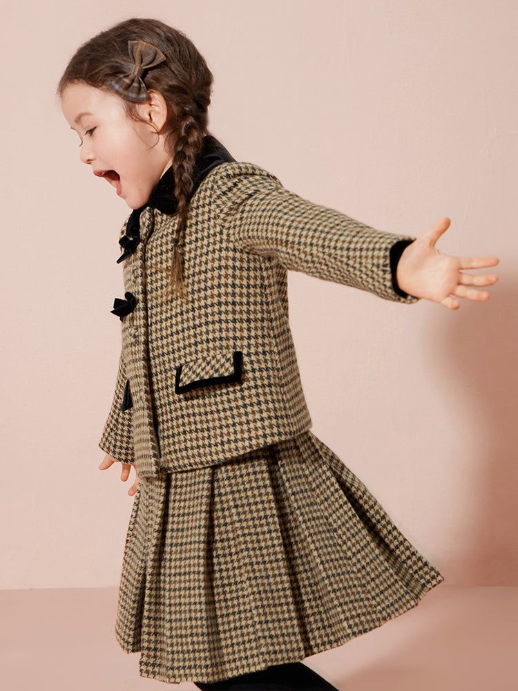 Plaid Wool Short Coat
