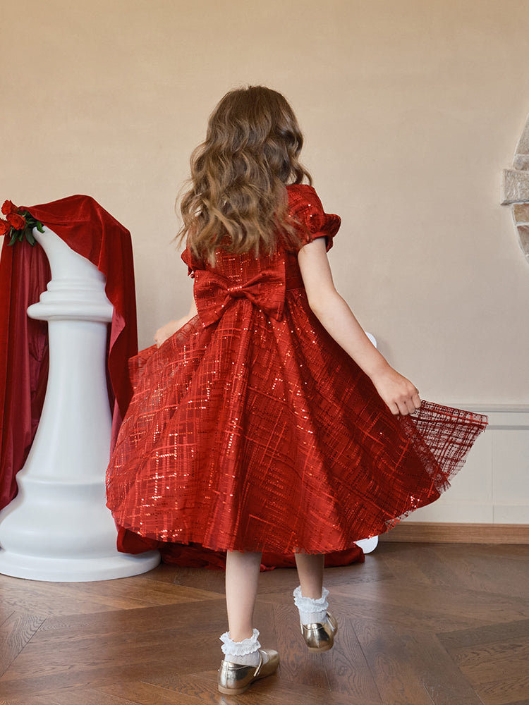 red sequined dress