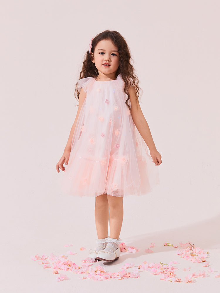 flower pink tulle dress