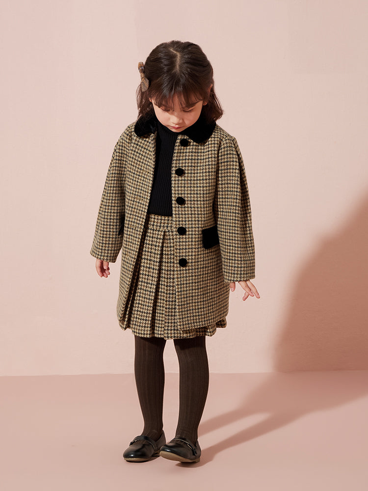 Plaid Wool Long Coat