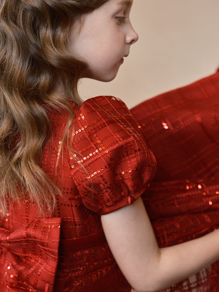 red sequined dress