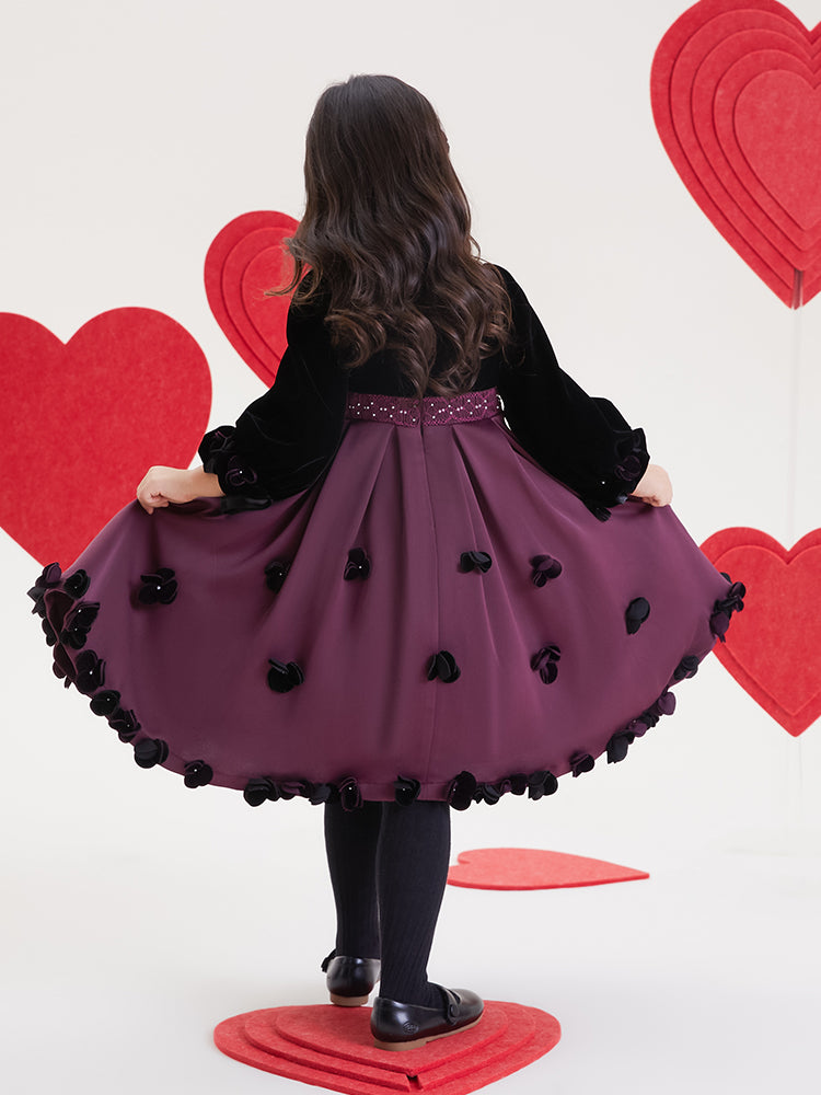 "Midnight Rose" Hand-Smocked Embroidered Dress