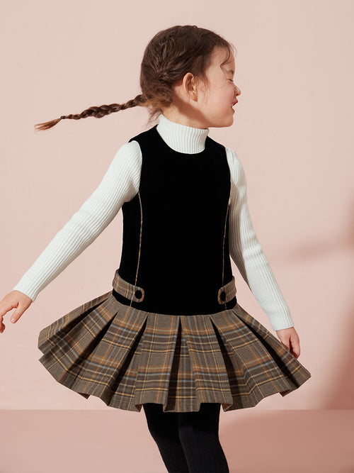 Black Velvet Wool Pinafore Dress