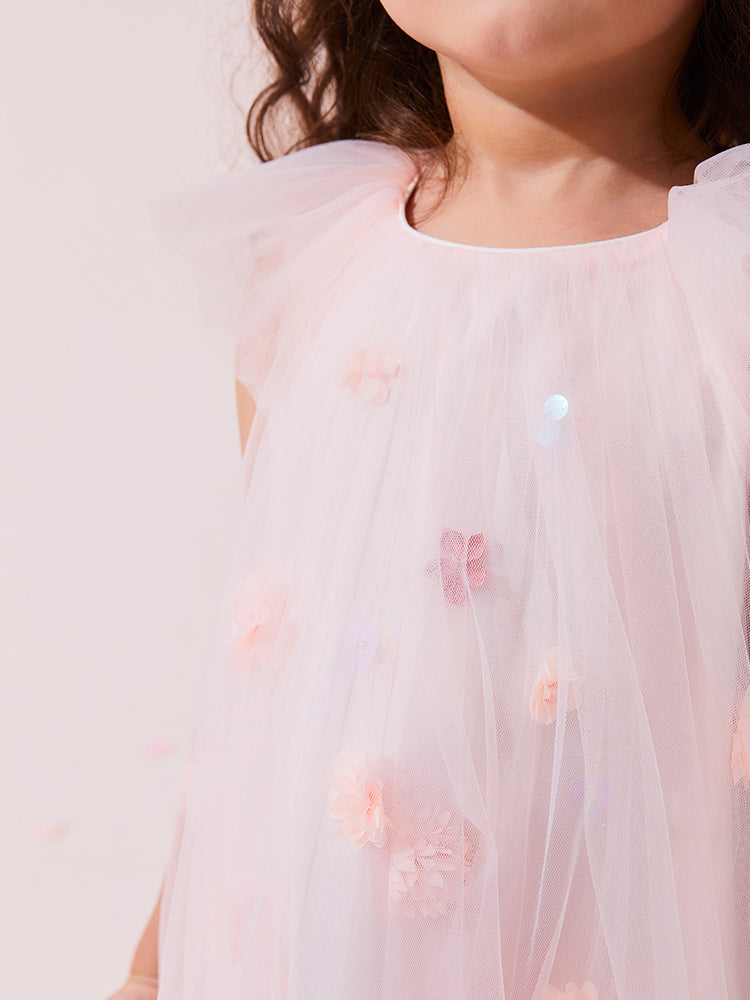 flower pink tulle dress