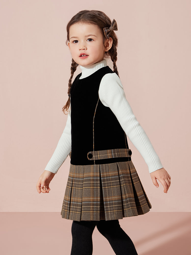 Black Velvet Wool Pinafore Dress