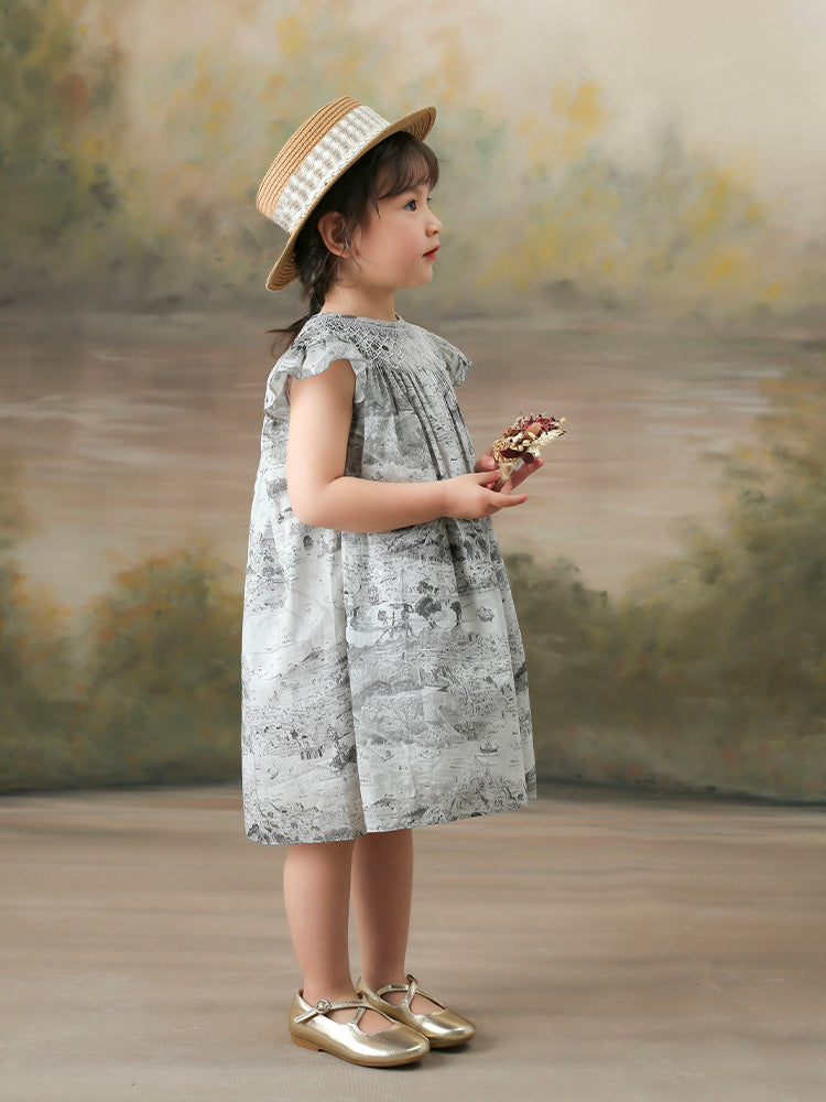 black&amp;white smocking dress