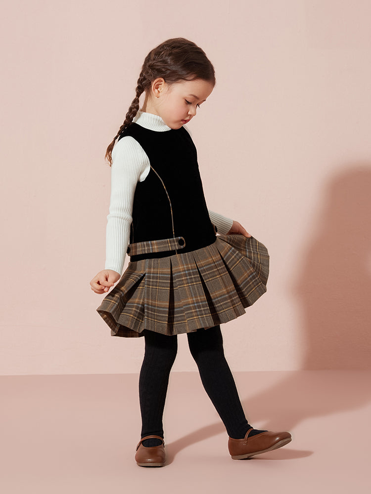 Black Velvet Wool Pinafore Dress