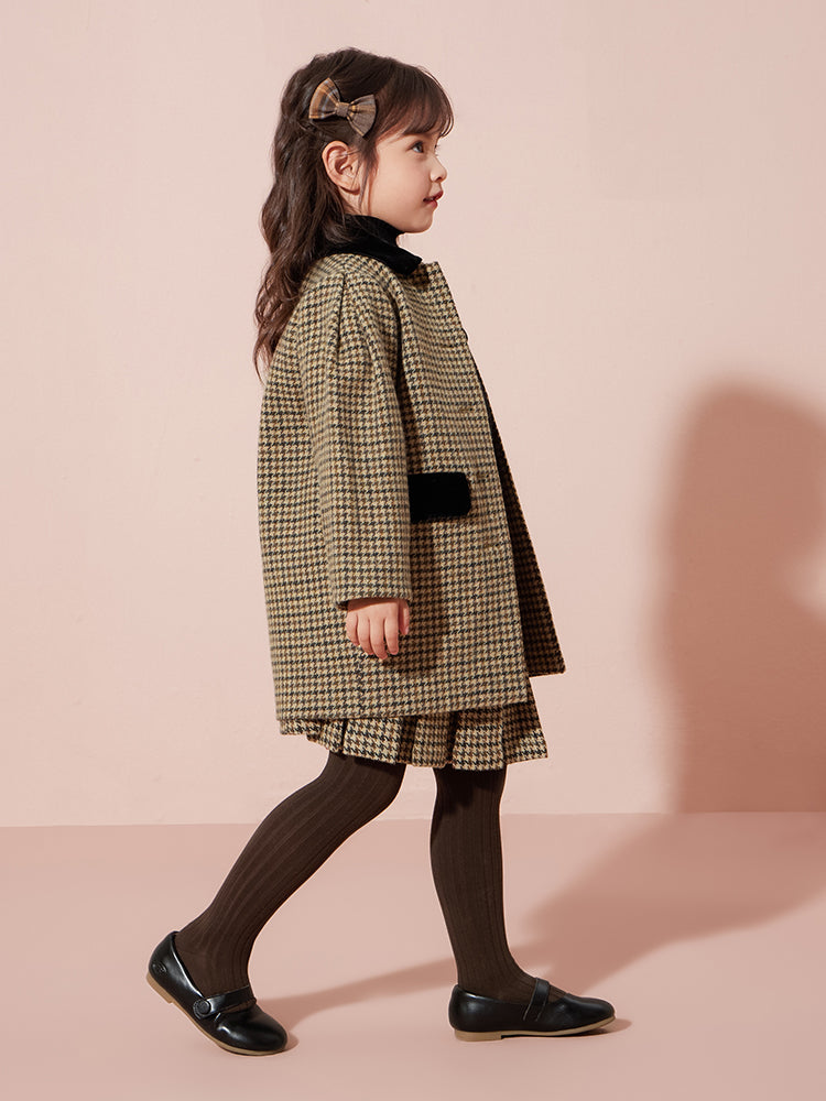 Plaid Wool Long Coat