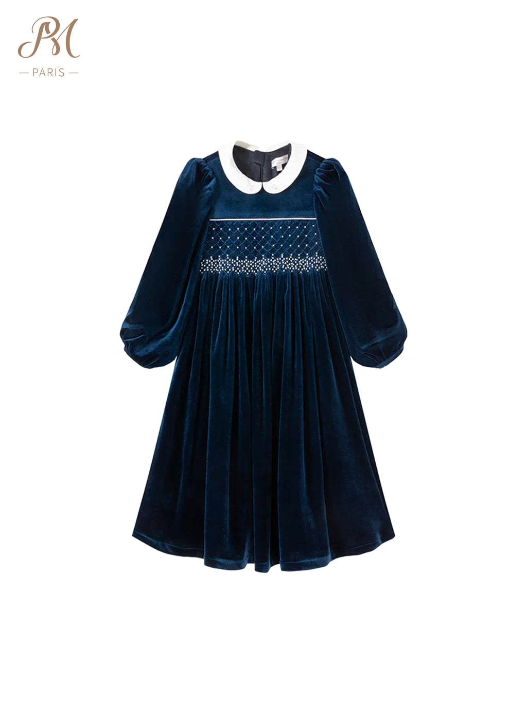 Navy Velvet Peter Pan Collar Beaded Dress