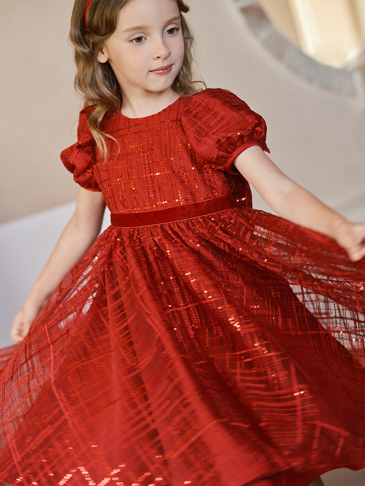 red sequined dress