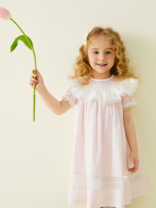 pink bishop-collar dress