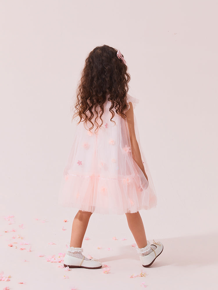 flower pink tulle dress