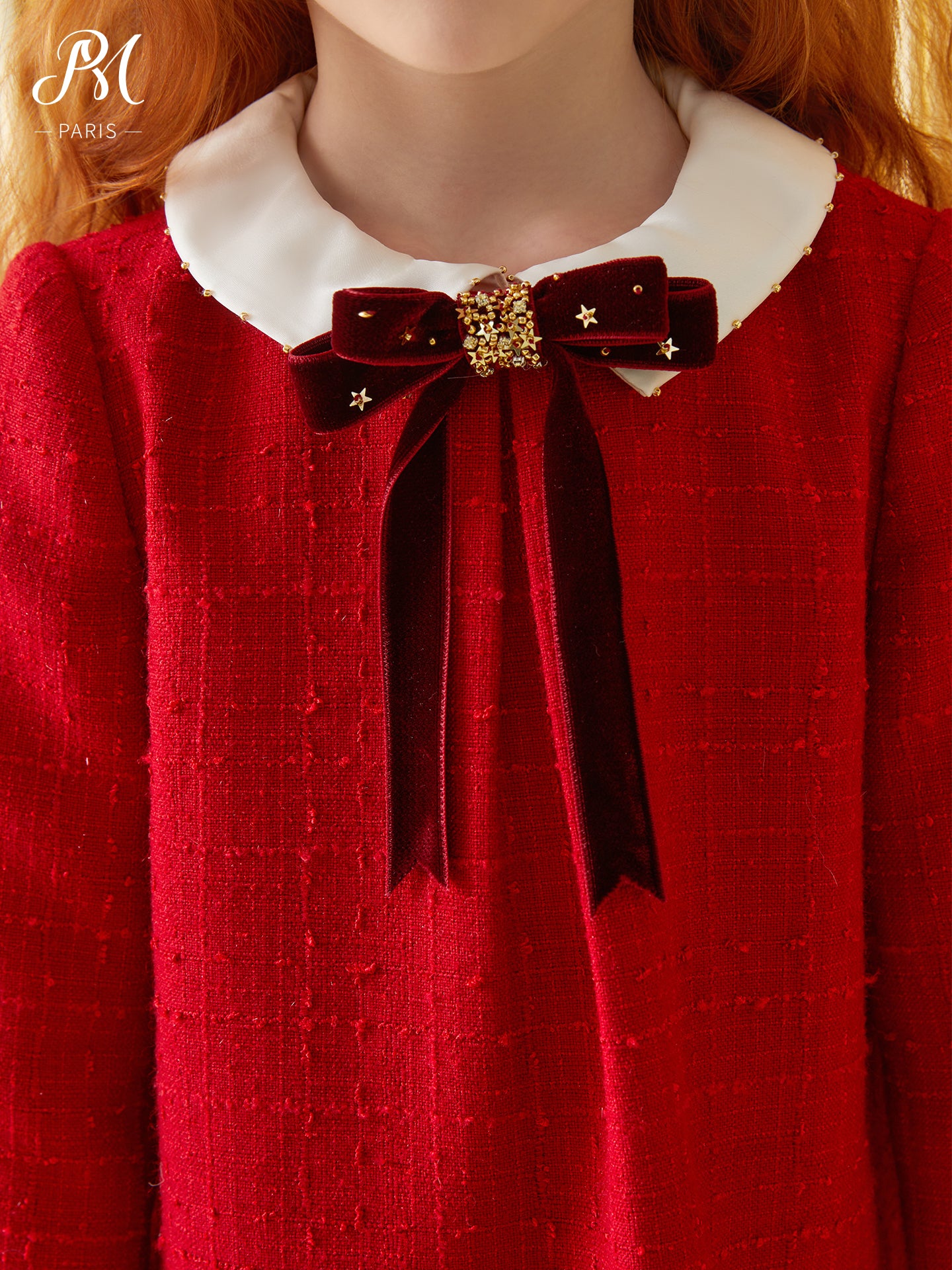 Red Tweed Bow Dress