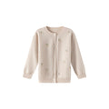 Khaki Berry Embroidered Wool Cardigan