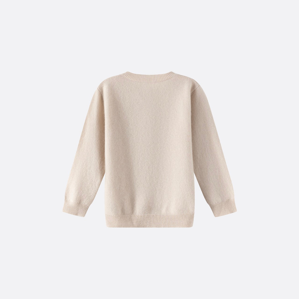 Khaki Berry Embroidered Wool Cardigan